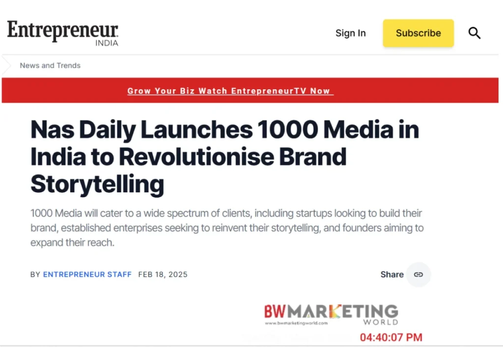 Nas Daily 1000 Media PR Launch Agency Mediagraphicspr