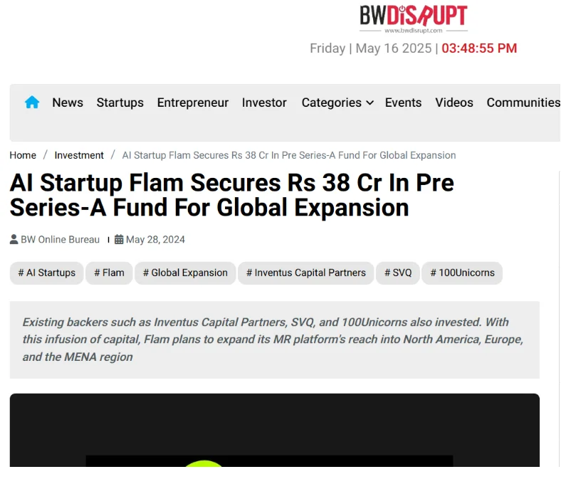 Flam Funding Announcement PR Agency Mediagraphicspr