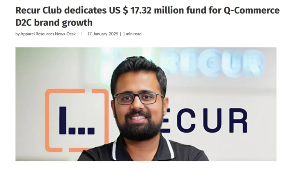 Recur Club D2C Fund Announcement PR Agency Mediagraphicspr