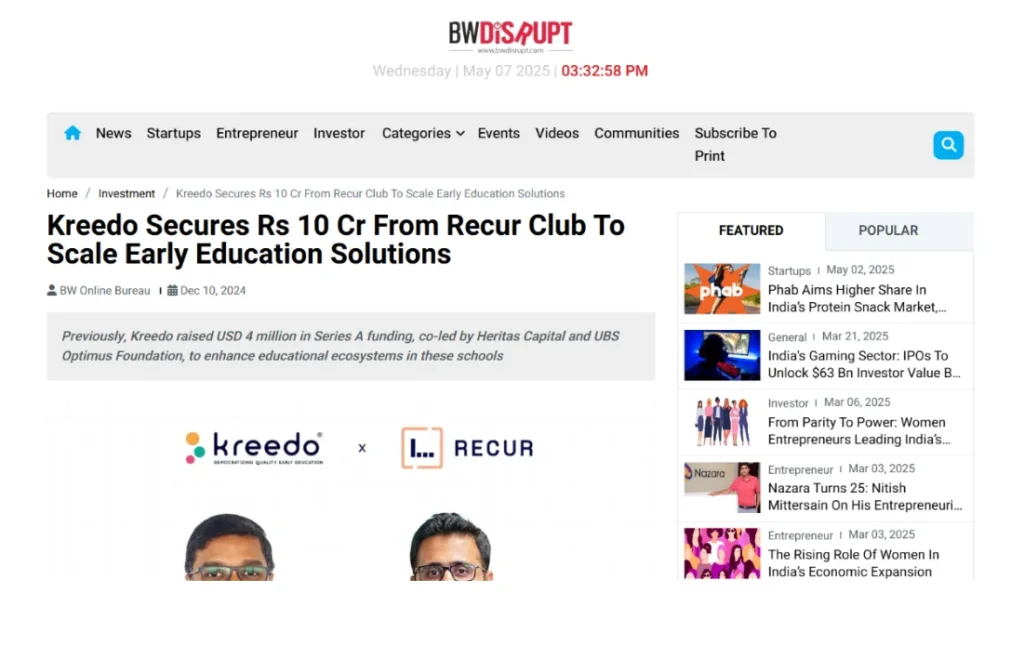 Recur Club D2C Fund Announcement PR Agency Mediagraphicspr