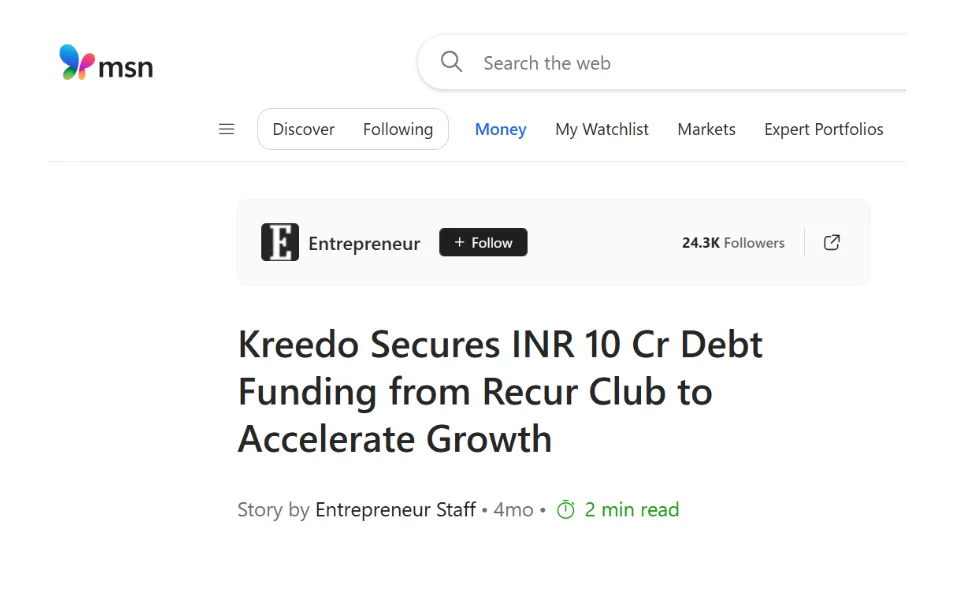 Recur Club Kreedo Funding Announcement PR- Mediagraphicspr