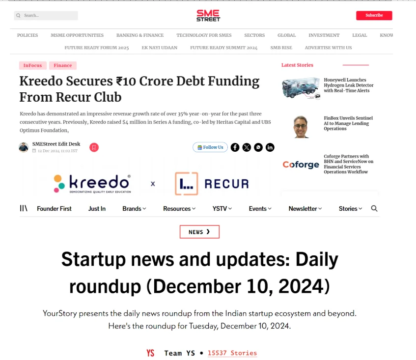 Recur Club Kreedo Funding Announcement PR- Mediagraphicspr