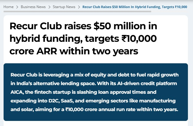 How Mediagraphics PR positioned Recur Club’s Series A as proof of investor confidence in India’s AI native debt marketplace